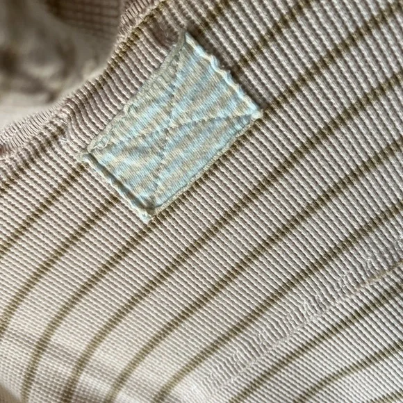 Free People blush, beige, striped tunic pullover hooded waffle knit top XL - Picture 5 of 7